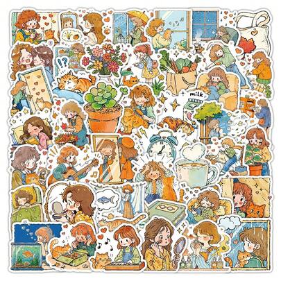 50pcs Home Life Cute Funny Stickers For Guitar Laptop Water Cup Refrigerator Book Luggage Table Helmet Skateboard Camera