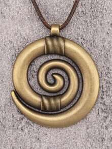 1pc Asymmetrical Spiral Pendant Necklace, Minimalist Fashion Street Hip-Hop Style Beaded Necklace, Wax Rope Sweater Chain - Beads - View 16