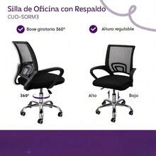 Silla de oficina ergonómica de color negro con tejido de malla transpirable. - Negro1 - Ver 6