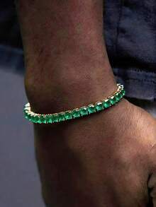 1件简约网球手链，男女皆宜的锆石手链，适合派对/周年纪念/生日/婚礼等场合，可作为情侣、女友、妻子的珠宝礼物 - Bracelet - 查看 6