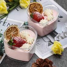 2 piezas Tazas con forma de corazón, tazas de postre con forma de corazón, tazas para mousse, tazas para pasteles, tazas para helado, tazas pequeñas, tazas de postre elegantes reutilizables, suministros para camping, suministros para fiestas, reuniones con amigos, cenas familiares - Ver 8