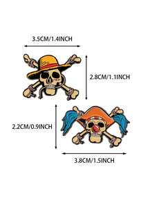 2PCS TOEI ANIMATION Officially Licensed Skull Collectible Enamel Pins Cartoon Brooch Gift Anime Family Lapel Brooch Clothing Backpack Decoration DIY Accessories Back To School Season Gifts And Birthday Gifts - 多色1 - 查看 4