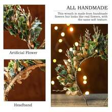 Handmade Woodland Halo Crown - Forest Headband Flower Hairband Goddess Floral Crown For Women S Cosplay Party Renaissance Carnival Wedding Photo Shoot Gold Green - Green - View 7