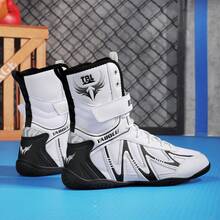 Giày đấm bốc nam, giày đấu vật chuyên nghiệp, giày tập luyện võ thuật, giày thể thao cổ cao. - trắng - Xem 2
