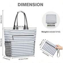 Bolso de playa plegable y resistente al agua, bolso grande y espacioso - bolso grande a rayas - Ver 9