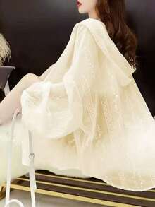 女士夏季连帽轻薄透气宽松衬衫 - 黃色 - 查看 3