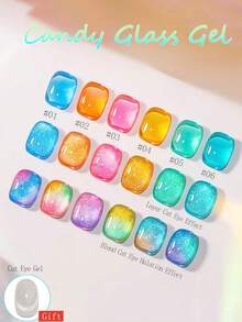 10毫升春夏流行多巴胺糖果色玻璃凝胶指甲油 2026 冰透明粉色绿色蓝色橙色玻璃凝胶层猫眼效果更多惊艳美甲春季美甲 - 彩色 - 查看 18