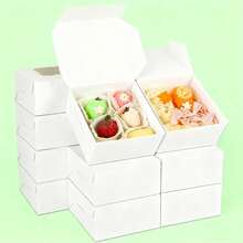 Mini Cajas Con Ventana Para Pasteles Donas Regalos Pan 50 Pz - Blanco - Ver 5