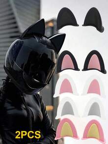 2pcs 3D Cute Cat Ear Helmet Decorations - Colorful Cartoon Animal Accessories Suitable For Motorcycle, Electric Bicycle, Moped, Bicycle Helmets, Fun And Fashionable Headwear - A - View 13