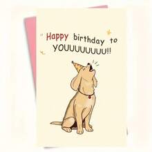 1张可爱狗狗生日贺卡，狗狗送的趣味生日贺卡，送给爱狗人士的生日贺卡，生日快乐！ - 彩色 - 查看 9