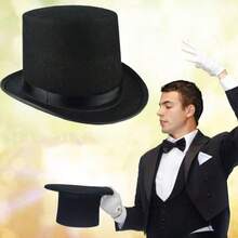 Black Hat, Jazz Hat, Glasses For Magician Stage, Halloween, Punk - A - View 1
