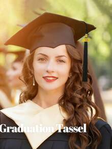 1pc Black 2026 Graduation Tassel, Black Graduation Tassel With Gold Year Label, Handmade Graduation Cap Pendant Suitable For University Graduates. 2026 Graduation Season, Graduation Ceremony, Graduation Photo Combination. - A - View 3