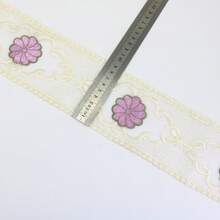 9.5cm Wide Lace Trim Ribbon, Delicate Cotton Embroidered Ribbon For Wedding/Bridal Decor, DIY Crafts Sewing, Home Decor, 2 Yards (Light Purple, Red) - Multicolor - View 3