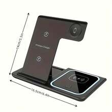 15W 快速无线充电支架，三合一可折叠充电站，兼容 17/16/15/14/13/12/11 和 10/9/8/7/6/5 USB 电源适配器 - 彩色 - 查看 2