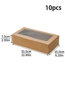 5pcs/10pcs White Square Window Bread Box, White Cardboard Material Cookie Box With Window, Kraft Paper Square Window Cake Box Suitable For Pastries, Pies, Muffins, Chocolates, Strawberry Cookies - View 12
