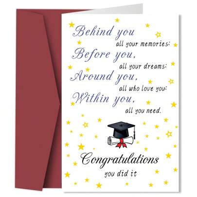 1pc Inspirational Graduation Greeting Card With Envelope - Unique Graduation Celebration Card For Any Graduate - Graduation Congratulations Card For Daughter, Son, Nephew, Niece