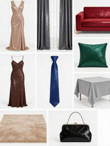 1pc Gold & Silver Metallic Shiny Fabric, Glitter Costume Dress DIY Pre-Cut Cloth - Multicolor - View 5