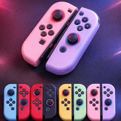 Soft Silicone Full Protective Case For Nintendo Switch OLED/Switch NS Joy-Con Controller, Anti-Slip Anti-Sweat Shock-Proof Gaming Accessories, Cute Macaron Colors, Designed Compatible With Switch Players, Compatible With Switch NS/Switch OLED, Various Color Combinations Available, Switch Gaming Accessories, Controller Accessories, Pink, Anti-Drop Anti-Slip, Anti-Scratch