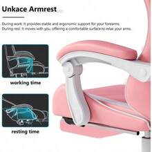 Gaming Chair With Headrest And Lumbar Support, Ergonomic High Back Office Chair, Racing Style Executive Computer Desk Chair, Leather Adjustable Swivel Task Chair For Home Office (White) - Pink White - View 6