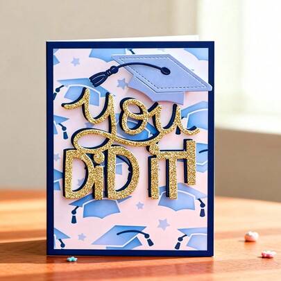 Creative You Did It Words Dies, DIY Scrapbooking Album And Embossing Stencil, Greeting Card Making Tool, Card Paper Cutting Crafts ,Gift Card Making Template Die Cuts.