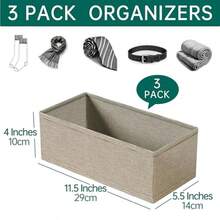 Paquete de 3 cajones organizador de ropa divisor de cajón cajón de almacenamiento para calcetines ropa interior brasier bragas cinturón corbata medias leggings y accesorios beige - Beis - Ver 4