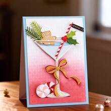 Creative Cocktail Cup Dies, DIY Scrapbooking Album And Embossing Stencil, Greeting Card Making Tool, Card Paper Cutting Crafts ,Gift Card Making Template Die Cuts. - Silver - View 1