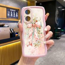 1pc Daisy Bow Camera Protection Wavy Phone Case, UV Printed Suitable For Galaxy/MOTO/ Android Models - Pink - View 4