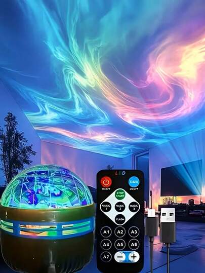 Đèn chiếu cực quang, đèn tạo không gian thư giãn cho phòng ngủ, đồ trang trí phòng ngủ, đèn ngủ tạo hiệu ứng cực quang 7 màu, món quà tuyệt vời và đồ trang trí nhà cửa.