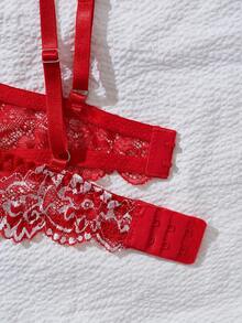 Women's Red Lace Trim Lingerie Set For Valentine's Day - Red - View 6