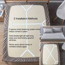 2个装可调节床单固定夹三角弹力床罩夹，金属夹头，适用于桌布、沙发套，黑色尼龙编织，建议手洗 - 兩邊四夾 - 查看 8