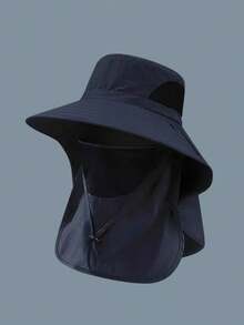 1pc Unisex Solid Color Sun Protection Neck Gaiter, Outdoor Fishing Hiking Wide Brim Sun Hat, Suitable For Daily Outing, Hiking, Camping, Fishing For Men Outdoor Sun Hat Bucket Hat, Sun Cap & Ice Sleeve - Multi-colored. - View 8