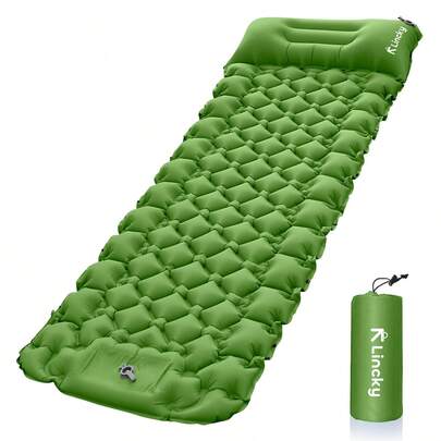  Colchon Inflable Camping Lincky Mat Autoinflable, Pad De Dormir Ultraligero Impermeable Portátil Para Campismo Y Senderismo, Colchón Compacto Resistente Reforzado Con Bomba De Pie Color Gris