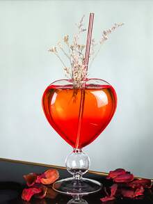 Ly cocktail pha lê hình trái tim thanh lịch, lãng mạn kèm ống hút cùng màu - Hoàn hảo cho Martini, rượu vang, nước ép và whisky - Phụ kiện quầy bar tại nhà lý tưởng và quà tặng cho các bữa tiệc. - trắng - Xem 14