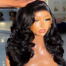 8-34 Inch 180% Density Natural Black 13x6 Lace Frontal Wig Body Wave Blended Human Hair Wigs Pre Plucked 13x6 HD Transparent Lace Front Hand Weaves Wig For Women - Natural & Black - View 9