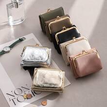 1个男士PU皮钱包，带金属扣，多卡位零钱包，短款对折钱包 - 多色 - 查看 2