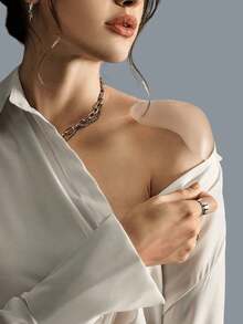1 Pair Silicone Shoulder Pads, Shoulder Beauty Enhancer, Anti-Slip Narrow Edge Self-Adhesive Invisible Seamless Shoulder Pads - 無色 - 查看 4