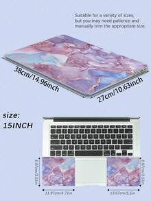 1 Set Marble Pattern Laptop Skin Sticker Suitable For 15-Inch Notebooks, Compatible With HP And Other Brands - Multicolor - View 4
