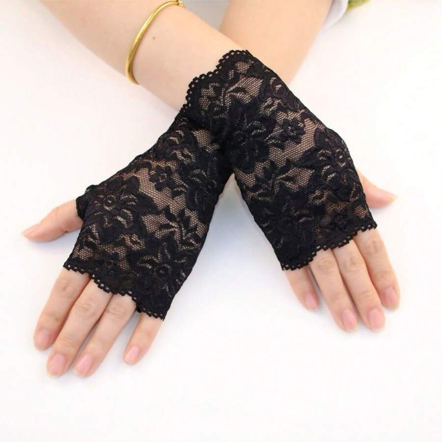 Găng tay ren hở ngón, găng tay mỏng nhẹ trang trí cho mùa hè - 1 đôi - Xem 1