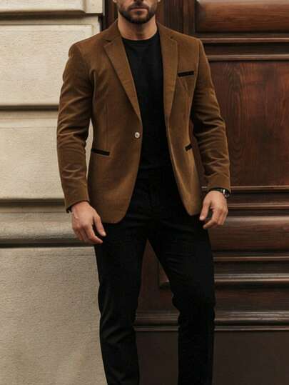 Men's Business Casual Corduroy Blazer, Suitable For Important Occasions, Dates, And Gift For Boyfriend, Spring/Autumn