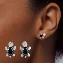 Hypoallergenic Sea Turtle Earrings - Cute Turtle Earrings, Ideal Gift For Animal Lovers - Navy Blue - View 5