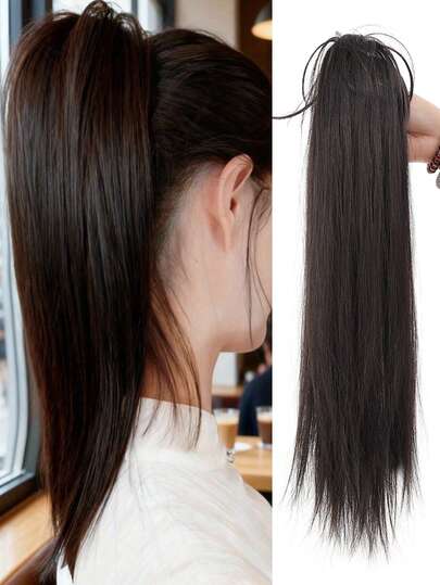 Peluca de cola de caballo larga y recta de fibra sintética, extensiones de cabello de cola de caballo para mujeres, clip de cabello adecuado para uso diario, fiestas, maquillaje, festivales, bodas, carnavales, festivales de música, regalos del Día de la Madre, opción ideal para uso diario de las mujeres, fiestas de festivales, festivales de música, carnavales, regalos del Día de la Madre