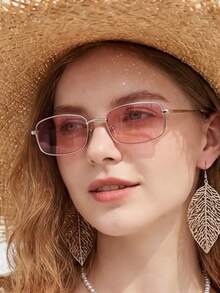 Moemton 复古椭圆形女士眼镜 | 奢华金属镜框镶嵌水晶装饰 | 复古水钻装饰光学眼镜 | 优雅时尚日常佩戴眼镜 - 茶色 - 查看 2