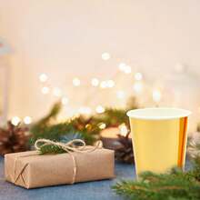 20个9盎司金色派对杯，适用于热饮，派对用品，婚礼，新娘送礼会 - 金色 - 查看 3