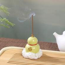 1个粉色和柠檬黄吉祥葫芦香炉，优雅桌面茶宠禅意摆件，精致小礼物 - 多色 - 查看 11
