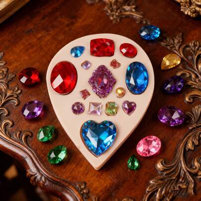 1pc Beige Droplet Gemstone Silicone Mold, With Multiple Gemstone Shapes, Handmade Artwork Production, Gypsum Graffiti, Resin Drip Can Be Made, Demolding Angle, Reusable Silicone Mold.