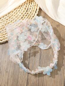 1件装时尚波西米亚亮片叶子蕾丝网纱花朵弹力发箍，女士发饰 - 彩色 - 查看 3