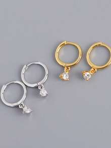 1pc S925 Sterling Silver Cubic Zirconia Navel Piercing Jewelry, Body Piercing Accessory, Gift For Friends - Single Belly Button Nail - View 2