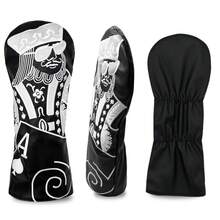 Multicolor White Playing Card Embroidered Golf Club Head Cover, Made Of Durable Synthetic Material To Protect Clubs, Fashionable Golf Accessory - Light Grey - View 2