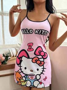 SANRIO 1 chiếc đầm Hello Kitty màu hồng, kiểu dáng đơn giản, dễ thương và thoải mái dành cho nữ. - Hồng - Xem 3