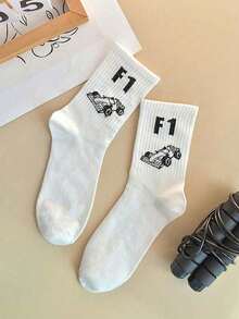 1 đôi tất nam dài đến bắp chân, thoải mái, mềm mại, họa tiết xe đua F1 nhiều màu sắc, thời trang cho mặc hàng ngày. - Nhiều màu - Xem 6
